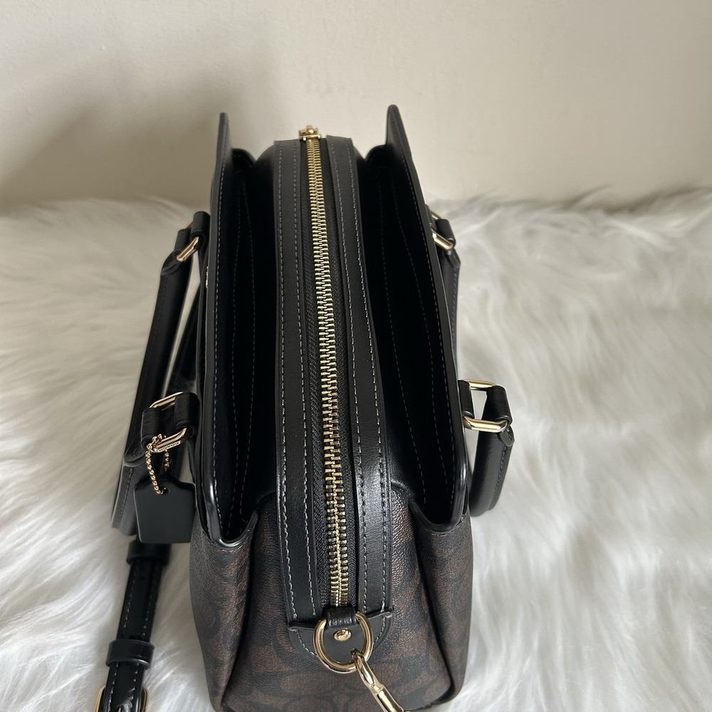 Coach Mini Darcie Carryall Brown Black Signature Canvas Leather Excellent - Picture 12 of 15